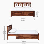 Krysos Sheesham Wood Queen Size Bed With Drawer Storage (Rustic Teak Finish) - Image 7