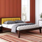 Nyork Solid Wood Queen Size Bed without Storage (Brown Finish) - Image 3