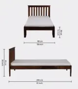 Eyva Sheesham Wood Single Bed without Storage (Provincial Teak Finish) - Image 3