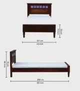 Camchino Sheesham Wood Single Bed without Storage (Honey Oak Finish) - Image 3
