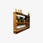 Orvik Sheesham Wood Wall-Mounted Wine Rack with Glass Mount (Brown Finish) - Image 2