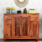 Mendos Sheesham Wood Sideboard and Cabinet (Honey Finish) - Image 3
