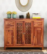 Mendos Sheesham Wood Sideboard and Cabinet (Honey Finish) - Image 3