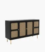Resical Sheesham Wood with Cane Sideboard and Cabinet (Black Finish) - Image 3