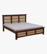 Adolf Sheesham Wood Queen Size Bed without Storage (Honey Oak Finish) - Image 2