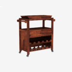 Hespor Sheesham Wood Bar Trolley (Honey Finish) - Image 3