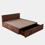 Droamer Sheesham Wood Queen Size Bed with Drawer Storage (Teak Finish) - Image 3