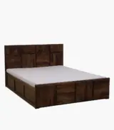 Turben Sheesham Wood Queen Size Bed with Box Storage (Walnut Finish) - Image 4