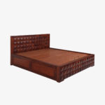 Dymond Sheesham Wood Queen Size Bed with Hydraulic Box Storage (Honey Finish) - Image 3