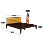 Nyork Solid Wood Queen Size Bed without Storage (Brown Finish) - Image 4