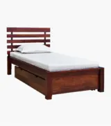 Strigen Sheesham Wood Single Bed with Drawer Storage (Honey Oak Finish) - Image 2
