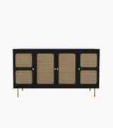 Resical Sheesham Wood with Cane Sideboard and Cabinet (Black Finish) - Image 4