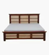 Adolf Sheesham Wood Queen Size Bed without Storage (Honey Oak Finish) - Image 4