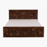 Chez Sheesham Wood Queen Size Bed with Box Storage (Teak Finish) - Image 4