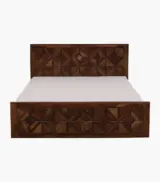 Chez Sheesham Wood Queen Size Bed with Box Storage (Teak Finish) - Image 4