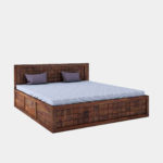 Droamer Sheesham Wood Queen Size Bed with Drawer Storage (Teak Finish) - Image 4