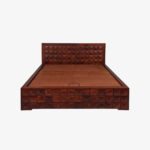 Dymond Sheesham Wood Queen Size Bed with Hydraulic Box Storage (Honey Finish) - Image 4