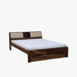 Wedolh Sheesham Wood Queen Size Bed with Headboard Storage (Rustic Teak Finish) - Image 4