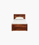 Newvo Sheesham Wood Single Bed without Storage (Honey Oak Finish) - Image 4