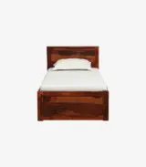 Newvo Sheesham Wood Single Bed with Drawer Storage (Honey Oak Finish) - Image 4