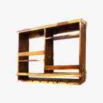 Velric Sheesham Wood Wall-Mounted Wine Rack with Glass Mount (Brown Finish) - Image 5
