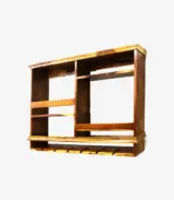 Velric Sheesham Wood Wall-Mounted Wine Rack with Glass Mount (Brown Finish) - Image 5