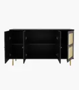 Resical Sheesham Wood with Cane Sideboard and Cabinet (Black Finish) - Image 5