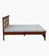 Adolf Sheesham Wood Queen Size Bed without Storage (Honey Oak Finish) - Image 5
