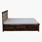 Adolf Sheesham Wood Queen Size Bed in Teak Finish With Box Storage - Image 5