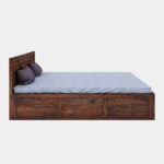 Droamer Sheesham Wood Queen Size Bed with Drawer Storage (Teak Finish) - Image 5
