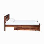 Krysos Sheesham Wood Queen Size Bed With Drawer Storage (Rustic Teak Finish) - Image 4