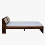 Wedolh Sheesham Wood Queen Size Bed with Headboard Storage (Rustic Teak Finish) - Image 5