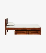 Newvo Sheesham Wood Single Bed with Drawer Storage (Honey Oak Finish) - Image 5