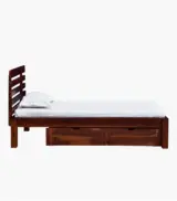 Strigen Sheesham Wood Single Bed with Drawer Storage (Honey Oak Finish) - Image 5