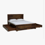 Lordenzo Sheesham Wood Queen Size Bed with Drawer Storage (Provincial Teak Finish) - Image 6