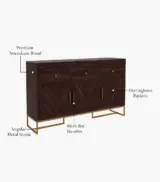 Jelt Sheesham Wood Sideboard and Cabinet (Walnut Finish) - Image 6
