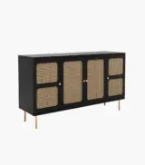 Resical Sheesham Wood with Cane Sideboard and Cabinet (Black Finish) - Image 6