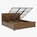 Vector Sheesham Wood Queen Size Bed with Hydraulic Box Storage (Teak Finish) - Image 6