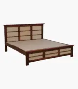 Adolf Sheesham Wood Queen Size Bed without Storage (Honey Oak Finish) - Image 7