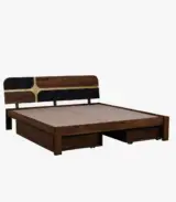 Alamod Sheesham Wood Queen Size Bed with Drawer Storage (Teak Finish) - Image 7