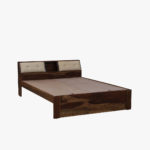 Wedolh Sheesham Wood Queen Size Bed with Headboard Storage (Rustic Teak Finish) - Image 7