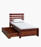Strigen Sheesham Wood Single Bed with Drawer Storage (Honey Oak Finish) - Image 7