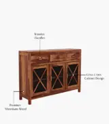 Korry Sheesham Wood Sideboard and Cabinet (Honey Finish) - Image 7