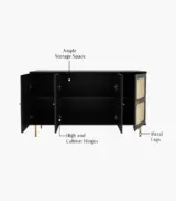 Resical Sheesham Wood with Cane Sideboard and Cabinet (Black Finish) - Image 7