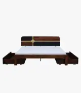 Alamod Sheesham Wood Queen Size Bed with Drawer Storage (Teak Finish) - Image 8