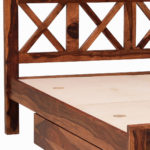 Krysos Sheesham Wood Queen Size Bed With Drawer Storage (Rustic Teak Finish) - Image 8