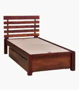 Strigen Sheesham Wood Single Bed with Drawer Storage (Honey Oak Finish) - Image 8