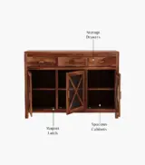 Korry Sheesham Wood Sideboard and Cabinet (Honey Finish) - Image 8