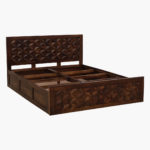 Baarn Sheesham Wood Queen Size Bed in Provincial Teak Finish With Box Storage - Image 8