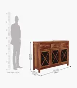 Korry Sheesham Wood Sideboard and Cabinet (Honey Finish) - Image 9